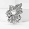 Rhinestone Flower Brooch Pin with Pearl and Leaf Designs - Image 27