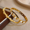 Elegant Zircon Stainless Steel Cuff Bracelet Women Simple Geometric Twisted Gold Plated Spring Bangle Jewelry Gift - Image 4