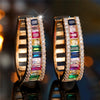 Charm Female Rainbow Zircon Stone Hoop Earrings Rose Gold Color Wedding Jewelry For Women - Image 7