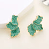 Sweet Geometric Enamel Gold Color Flower Stud Earrings Women Elegant Jewelry Fresh Blue Green White Red Pink Earrings - Image 1