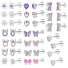 Butterfly and Heart Stud Piercing Earrings in Multiple Motifs - Image 1