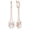 Spider Pearl Tassel Dangle Earrings for Women Rose Gold Silver Color Mix With Zircon Punk Jewelry - Image 6