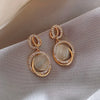 Rhinestone Geometric Dangle Earrings Gold Color Metal Moon Cat Shape Elegant Party Jewelry For Women - Image 9