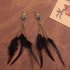 Bohemian Exaggerated Long Natural Feather Earrings for Women Vintage Rhinestone Water Drop Dangle Earring Party Wedding Jewelry - Image 10
