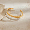 Textured Stainless Steel Open Cuff Bangle in Gold-Tone or Silver-Tone - Image 2