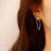 1pc Stainless Steel Link Chain Hoop Earrings Double Circle Cubic Zirconia Square Pendant Cartilage Earring Piercing Jewelry - Image 9