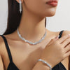 3pcs Zircon Stud Earrings Necklace Set for Women, Stainless Steel Wedding Banquet Sparkle Jewelry Set Gift - Image 2