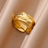 Irregular Geometric Chunky Opening Rings for Women Stainless Steel Gold Color Ring Aesthetic Wedding Jewelry Gift - Image 4