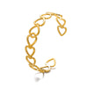 Floral Cuff Bracelet in Stainless Steel with Gold-Tone Finish - Image 9