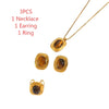 TD Classic Nature Stone Tiger-eye Earrings and Necklace Set Stainless Steel Pearl Stud Earrings for Women - Image 21