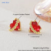 Gold Plated Sacred Heart Drop Earrings For Women Girls Red Cubic Zircon Earring Banquet Party Jewelry 1Pair - Image 14