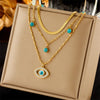 316L Stainless Steel Butterfly Moon Lock Blue Eyes Pendant Necklace For Women Multilayer Choker Chain Jewelry Gifts - Image 8