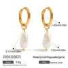 Irregular Freshwater Pearl Drop Hoop Earrings Stainless Steel Ears Jewelry Elegant Daily Drop Earrings - Image 9