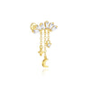 1PC Silver Tassel Chain Eight Pointed Stars Moon Earrings For Women Horse Eye Geometric Zircon Earring - Image 12