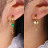 Gold Plated Stainless Steel Huggie Hoop Earrings for Women Chic Vintage Natural Stone Charms Jewelry - Image 22