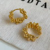 Irregular Wavy Pleated Hoop Earrings in Stainless Steel - Image 10