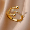 Chain Hollow Out Rings For Women Gold Color Stainless Steel Zircon Cross Open Ring Wedding Aesthetic Jewerly Gift - Image 11