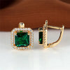 Square Stone Green Zircon Hoop Earrings Cute Female Crystal Birthstone Earrings Boho Gold Color Small Earrings For Women Jewelry - Image 2