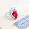 Silver Red Zircon Bridal Jewelry Sets Wedding Stones Bracelets Earrings Rings Pendant Necklace Set For Women - Image 6