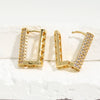 Unique Vertical Bar Rectangular Zircon Earrings for Women Silver Color Plated Hoop Earrings Jewelry Gifts - Image 5