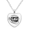 Rage Comic Necklace Derp Face Trollface Funny Meme Cartoon Glass Heart Shape Pendant Chain Necklace Charm Jewelry Collect Gift - Image 15