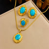 316L Stainless Steel Golden Flower Heart Moon Pearl Necklace Earrings Set For Women Girl Jewelry Suit - Image 13