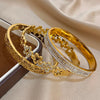 Stainless Steel Hollow Flower Rhinestone Cuff Bangle - Image 3