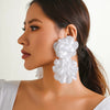 Exaggerated Satin Large Flower Long Tassel Drop Earrings for Women Romantic Party Wedding Earrings Jewelry Girls - Image 11