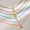 Beach Ocean Vacation Style Gold Color Stainless Steel Sun Starfish Pendant Necklace Stone Bead Necklace Women - Image 3