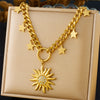 316L Stainless Steel Golden Starfish Moon Sun Shaped Pendant Necklace For Women Romantic Neck Chain Holiday Gift - Image 8