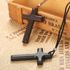 Cross Wooden Pendant Men's and Women's Necklace Black Brown Sweater Chain Rope Religious Neutral Jewelry Accessories - Image 1