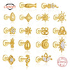 1PC Silver Vintage Threaded Flat Back Cartilage Stud Earring Sun Shell Fish Flower Knot CZ Piercing Jewelry - Image 1