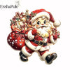 Essh&Pule Vintage Christmas Brooch Enamel Rhinestone Cute Santa Claus Reindeer Deer Lapel Pin for Women Party Xmas Jewelry Gifts - Image 5