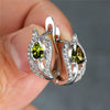 Cute Water Drop Stone Hoop Earrings Multicolor Zircon Crystal Leaf Earrings Charm Silver Color Wedding Earrings For Women - Image 6