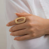 Exaggerated Big Hollow Out Geometric Oval Rings for Women Creative Adjustable Finger Matte Rings Statement Jewelry Girls - Image 2