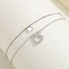 Silver Heart Rhinestone CZ Pendant Double Layer Anklets Women Jewelry Summer Zircon Foot Chain Bracelet - Image 5
