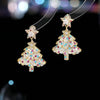 Christmas Tree Zircon Crystal Star Silver Color Earrings Stud Dangle Xmas Jewelry Women Party Gift - Image 35