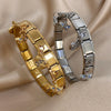 Inlaid Zircon Starfish Turtle Pendant Stainless Steel Cuff Bracelet Bangle For Women Elastic Adjustable Jewelry - Image 2