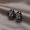 Korea jewelry gold plated black baking paint stereo zircon water drop earrings elegant women's daily accessories - Image 3