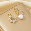 Romantic Temperament Imitation Pearl Beaded Asymmetric Heart-shaped Pendant Hoop Earrings for Women Korean Jewelry Gift - Image 6