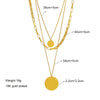 316L Stainless Steel Gold Color 3in1 Round Pendant Necklace For Women Girls Multilayer Chain Neck Jewelry Gift - Image 8