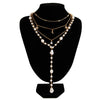 Multilayer Imitation Pearl Bead Necklace with Moon Water Drop and Star Pendants - Image 11