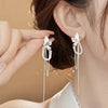 Korean Simple Silver Color Textured Butterfly Pearl Tassel Dangle Earrings For Women Sweet Jewelry Gift - Image 2