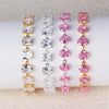 Unique Pink Cubic Zirconia Silver Gold Plated Oval CZ Tennis Link Chain Bracelet for Women Chic Daily Party Wedding - Image 2