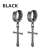 2pc Stainless Steel Men Cross Stars Punk Dangle Earrings Gothic Woman Cross Ear Hoop Earrings Huggies Pendant Piercing Jewelry - Image 12