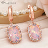 Elegant Rectangle Crystal Dangle Earrings For Women Wedding Rose Gold Color Cubic Zirconia Jewelry - Image 2