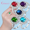 Silver Oval Design Crystal Zircon Open Adjustable Rings for Women Girls Engagement Jewelry Gifts - Image 3