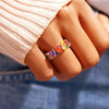 Irregualr Design Colorful CZ Women Rings Gold Color/Silver Color Geometric CZ Rainbow Rings Jewelry - Image 5