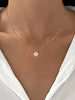 Silver Shiny Round Beads Halo Zircon Necklace For Women Engagement Wedding Jewelry - Image 2