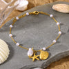 20+5cm Anklets for Women Stainless Steel Shell Starfish Imitation Pearl Leg Bracelets Gold Color Beach Summer Bodychain Jewelry - Image 3